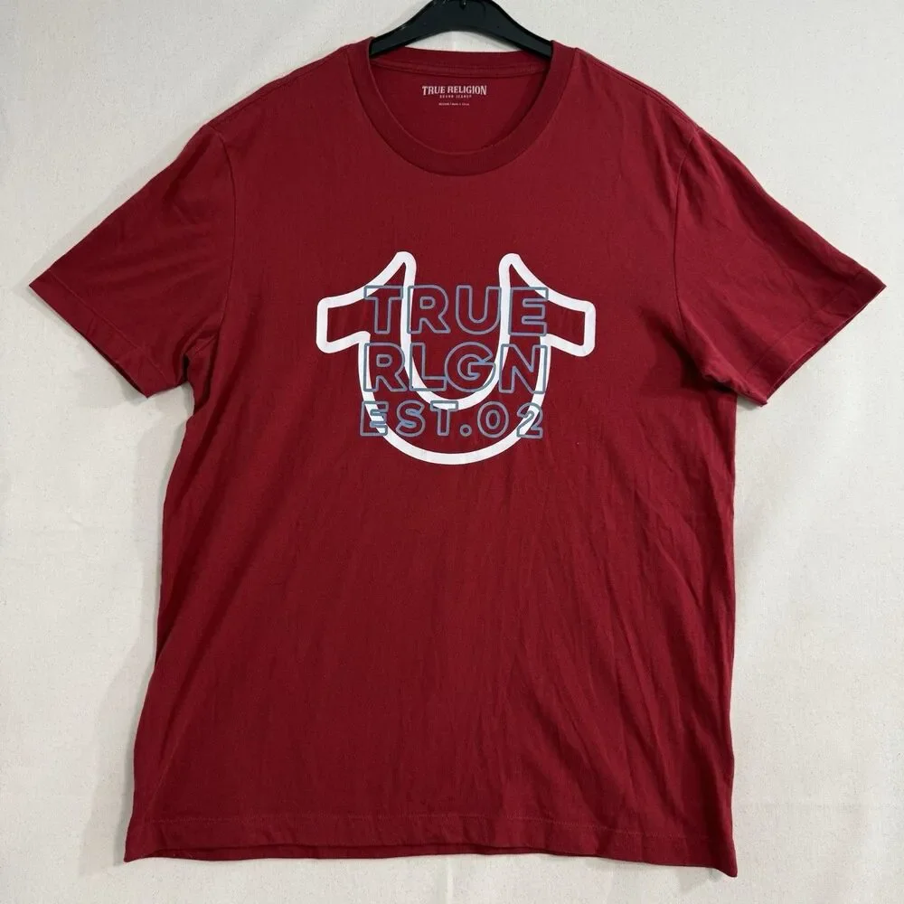 True Religion T Shirt Men Medium Red Shirt Mens